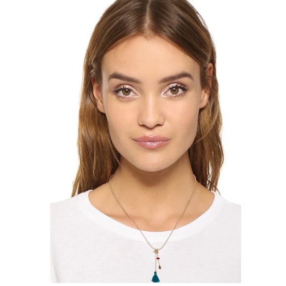 DOLCE VETRA • Evil Eye Turquoise Tassel Fringe Necklace - Picture 2 of 4